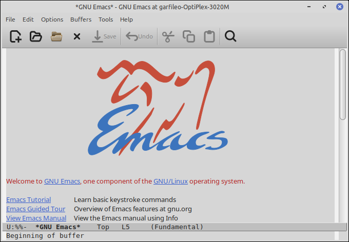 Emacs 第一次启用时的形貌